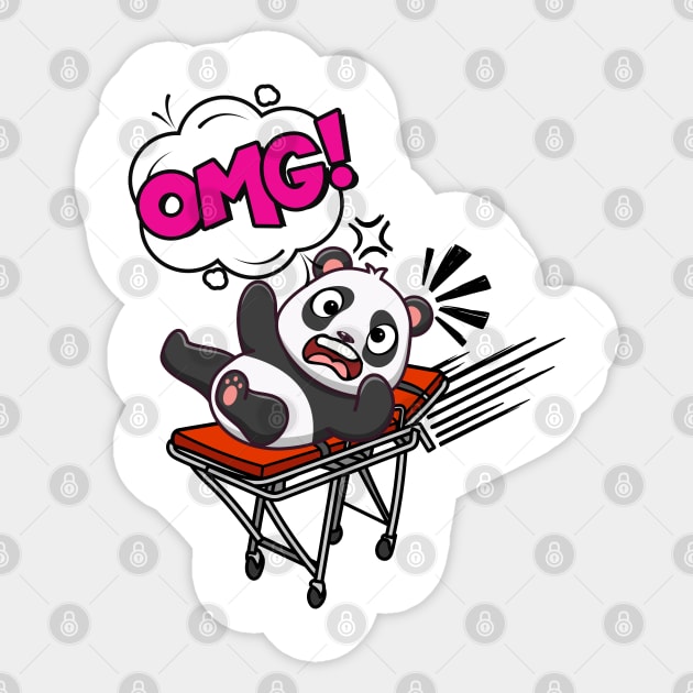 Funny Panda is on a runaway stretcher Sticker by Pet Station